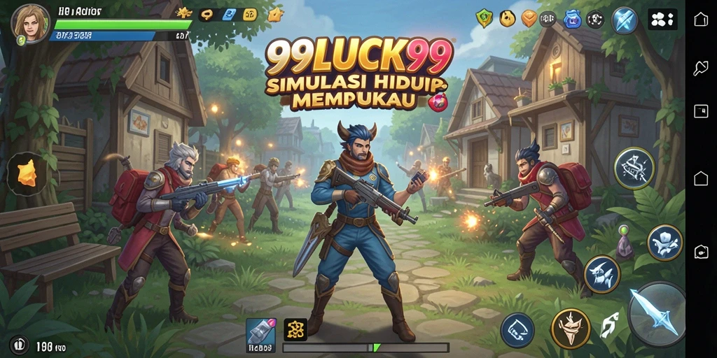 Screenshot gameplay 99LUCK99 yang menunjukkan aktivitas simulasi kehidupan.