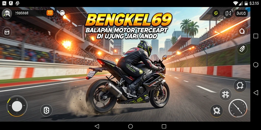 Gameplay seru BENGKEL69 dengan balapan motor yang mendebarkan.