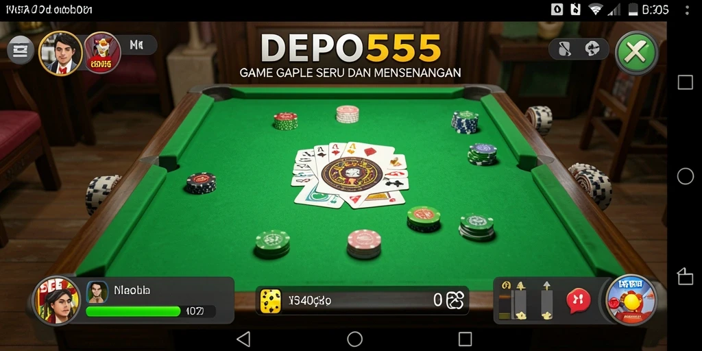 Screenshot DEPO555 menunjukkan gameplay Gaple yang menarik.