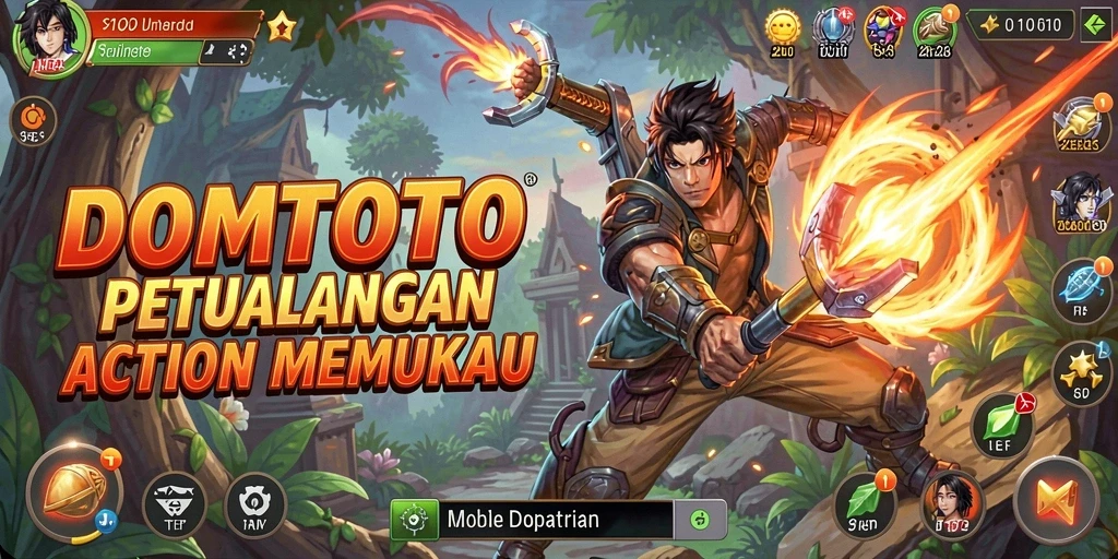 Screenshot menunjukkan aksi mendebarkan dalam gameplay DOMTOTO.