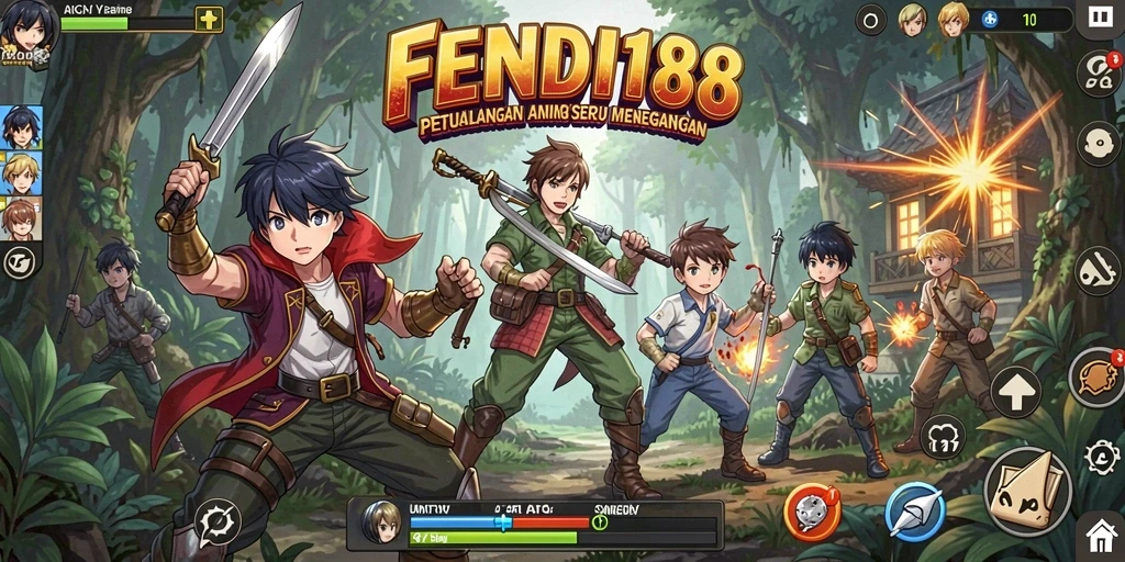 Tangkapan layar utama dari gameplay FENDI188 yang menampilkan pertarungan karakter Anime.