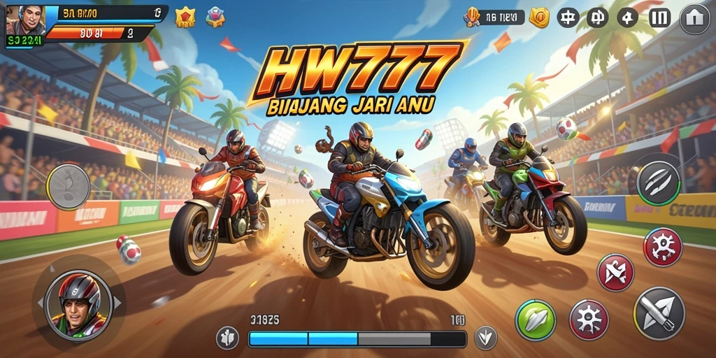 Tampilan gameplay balapan HW777 yang menegangkan dan penuh aksi.