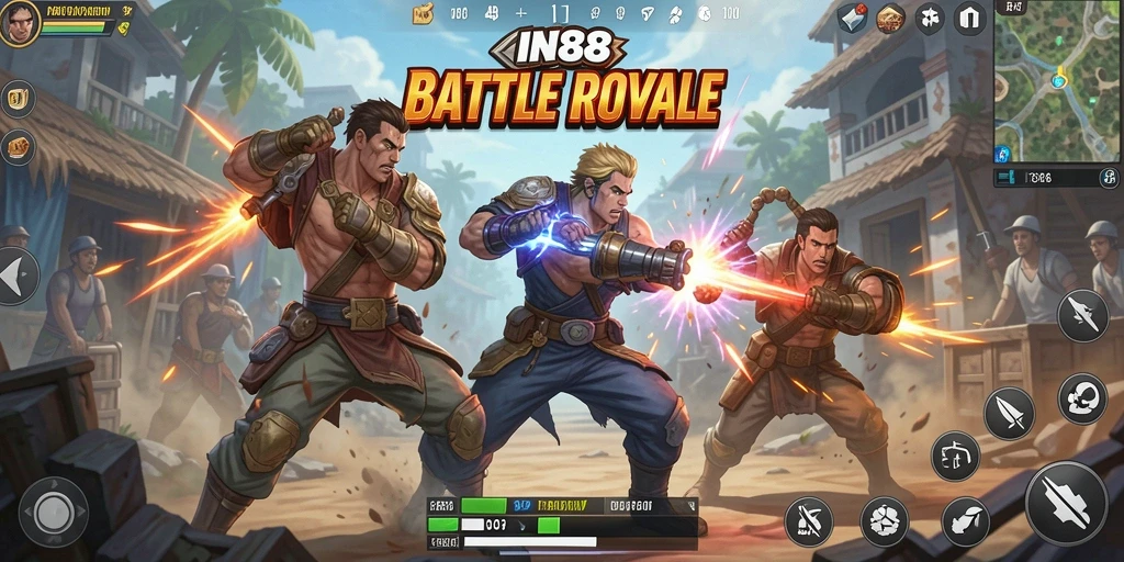 Menampilkan gameplay mendebarkan dari IN88 dalam pertarungan Battle Royale.