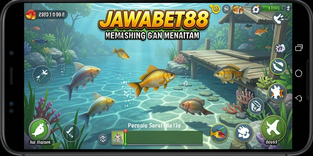 Tampilan gameplay JAWABET88 yang menampilkan aksi memancing seru.