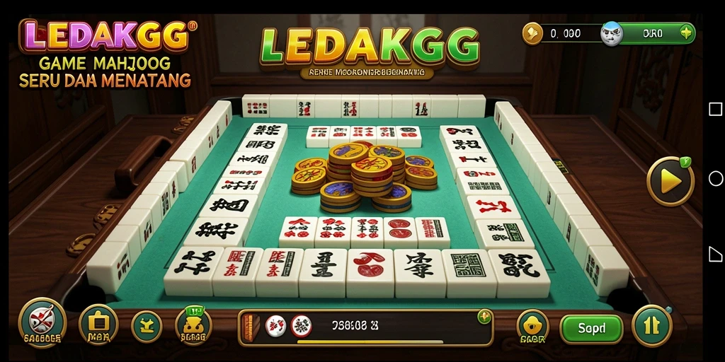 Tampilan gameplay seru Mahjong dalam LEDAKGG yang penuh warna.