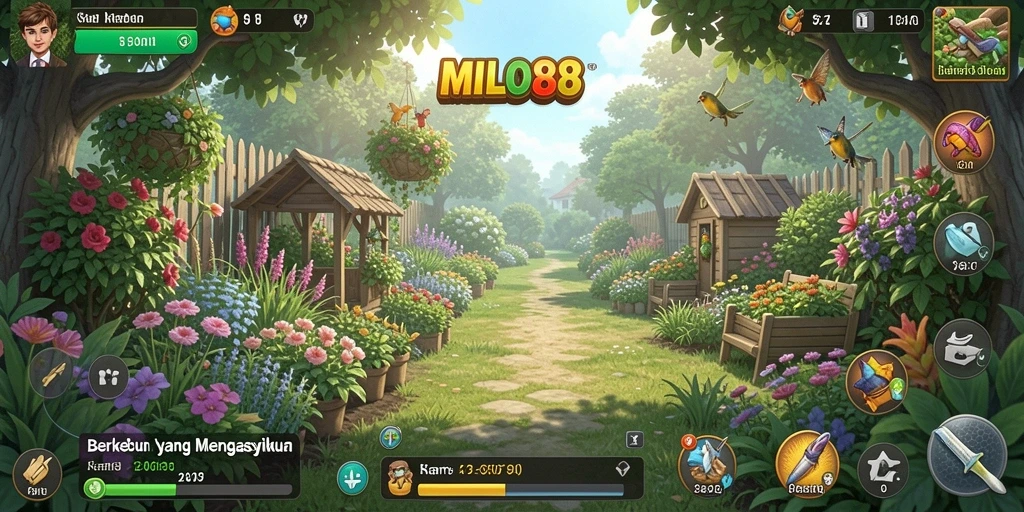 Tangkapan layar utama yang menunjukkan gameplay bertani yang menyenangkan di MILO88.
