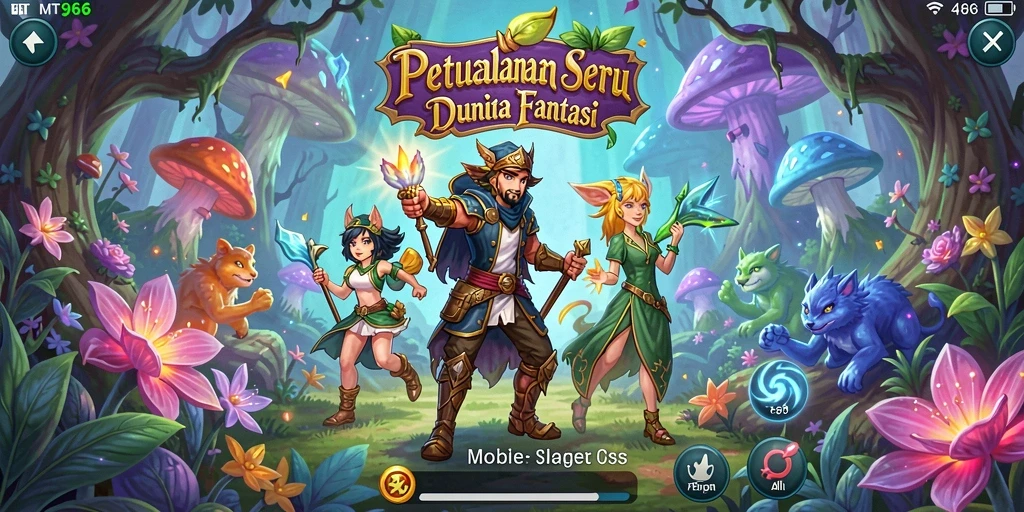 Screenshot gameplay MT966 yang menampilkan aksi petualangan fantastis.