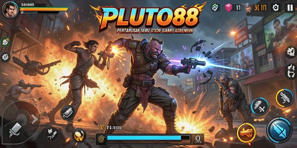 Tangkapan gameplay seru dari aksi mendebarkan PLUTO88.
