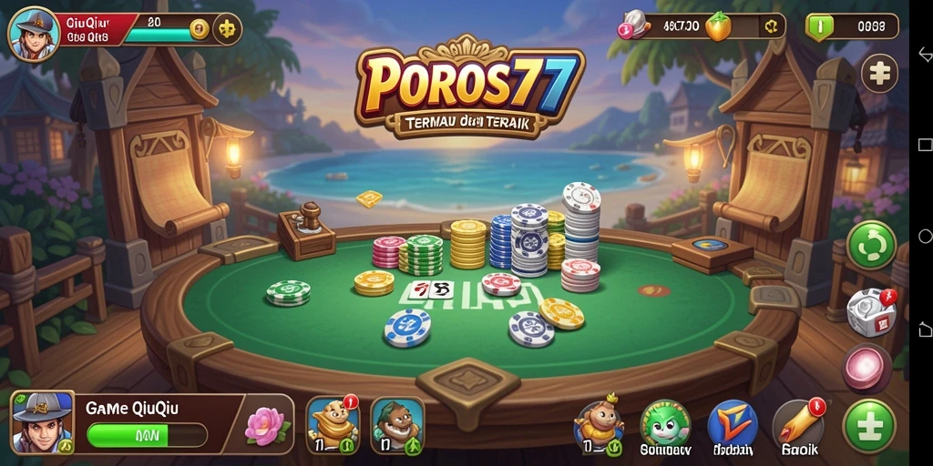 Screenshot POROS77 menampilkan gameplay QiuQiu yang seru dan interaktif.