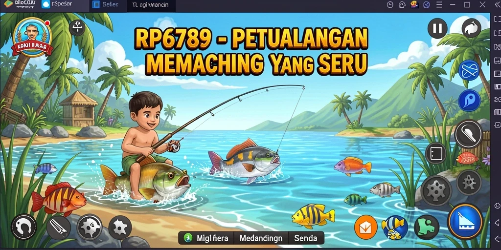 Screenshot dari gameplay RP6789 menampilkan aksi memancing yang menegangkan.