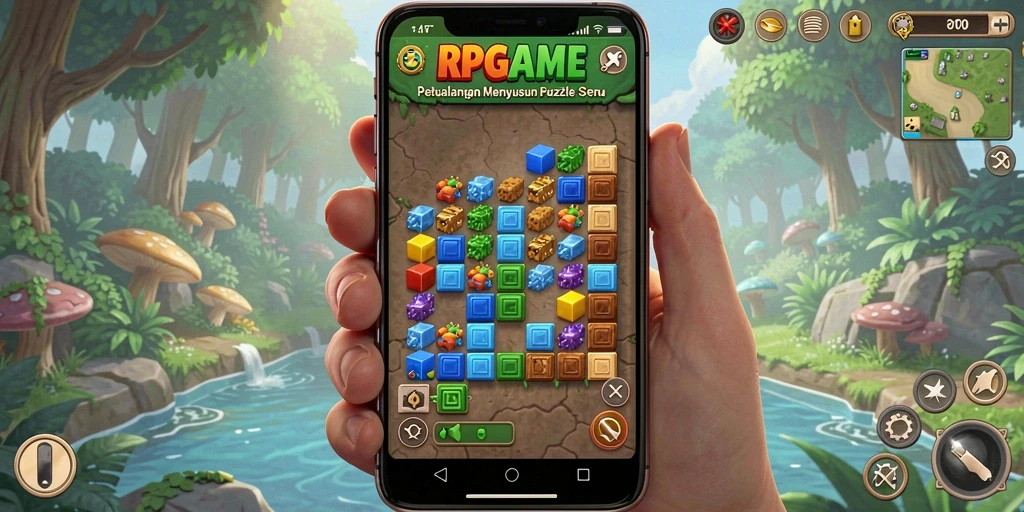 Tampilan gameplay RPGAME dengan berbagai puzzle menarik.