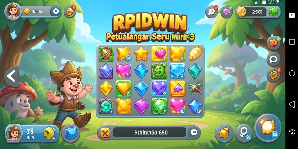 Tampilan menarik dari gameplay RPIDWIN dalam momen mencocokkan permata.