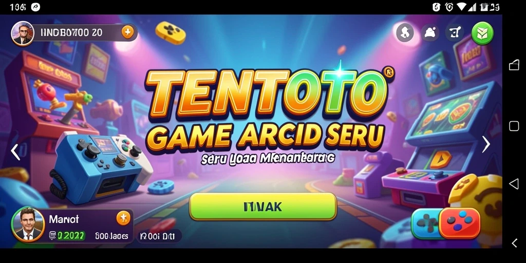 Screenshot TENTOTO menunjukkan pemain menikmati permainan Arcade yang seru.