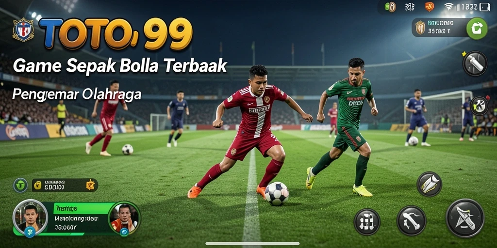 Screenshot gameplay <strong>TOTO99</strong> menunjukkan aksi seru di lapangan sepak bola.