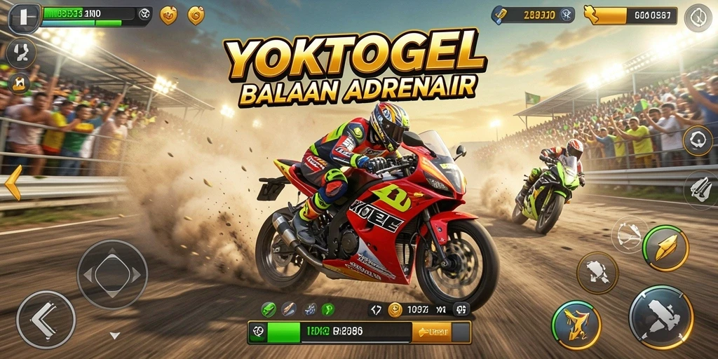 Tampilan gameplay seru YOKTOGEL saat balapan motor.